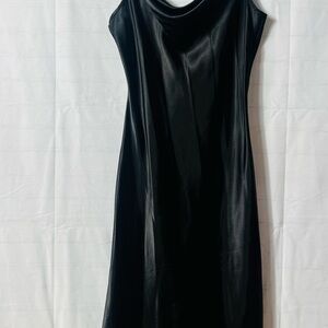 Bebe Black Satin Dress Cowl Neck Cocktail